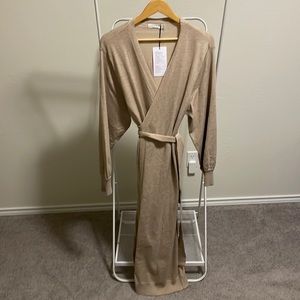 Tan seater wrap dress